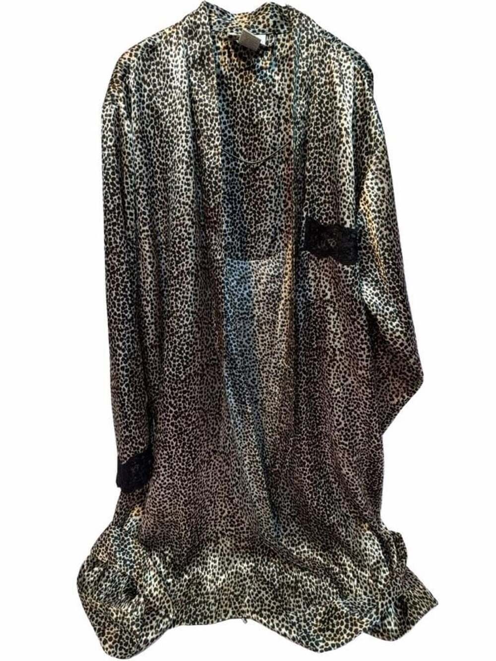 Intimate Essentials Robe Size S Leopard Print Satin - Picture 1 of 3